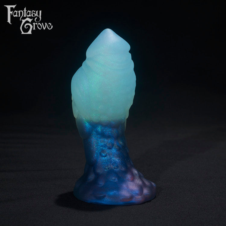 A Fantasy Grove sex toy on a black background with a logo in the upper left corner
