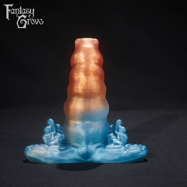 A fantasy sex toy on a black background with the Fantasy Grove logo in the upper left corner 