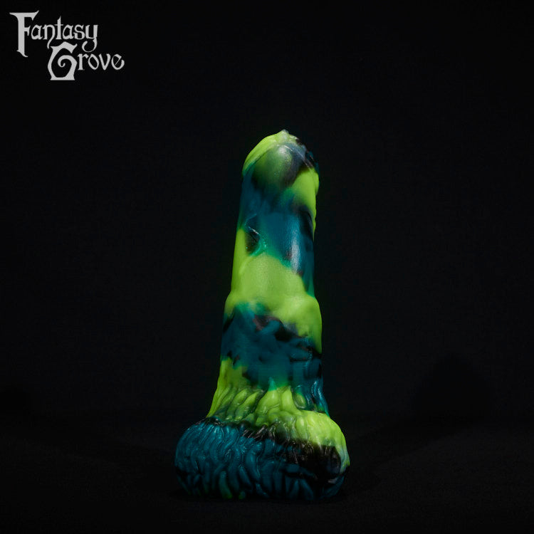 A fantasy sex toy on a black background with the Fantasy Grove logo in the upper left corner