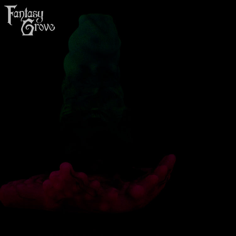A fantasy sex toy on a black background with the Fantasy Grove logo in the upper left corner
