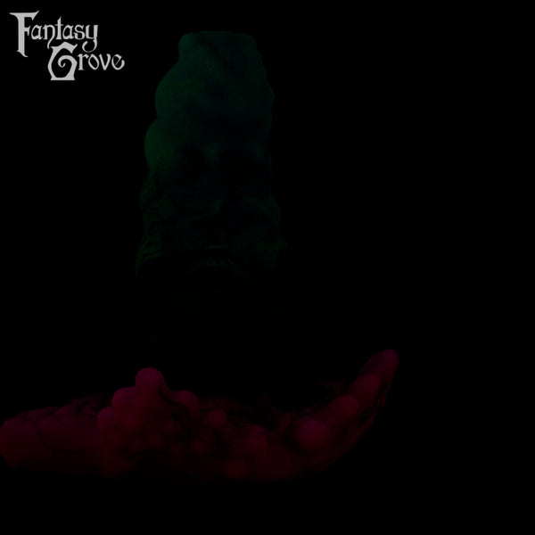 A fantasy sex toy on a black background with the Fantasy Grove logo in the upper left corner