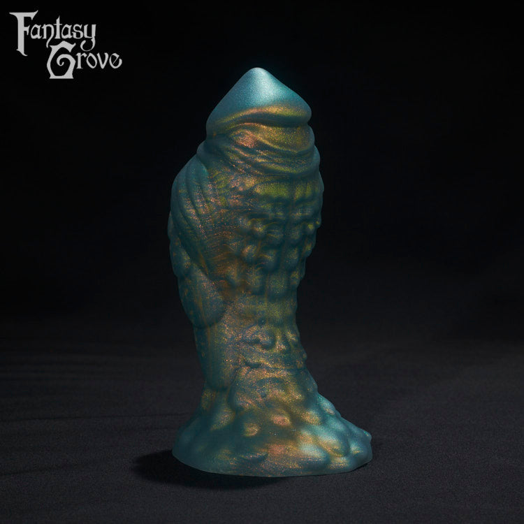 A Fantasy Grove sex toy on a black background with a logo in the upper left corner