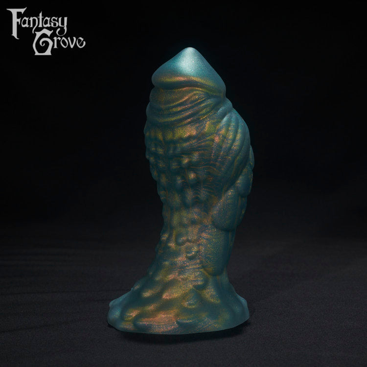 A Fantasy Grove sex toy on a black background with a logo in the upper left corner