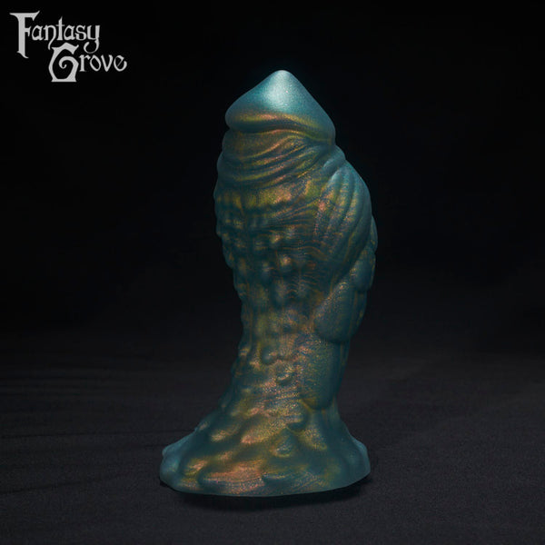 A Fantasy Grove sex toy on a black background with a logo in the upper left corner