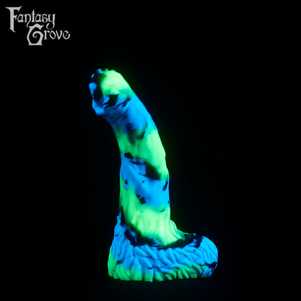 A fantasy sex toy on a black background with the Fantasy Grove logo in the upper left corner