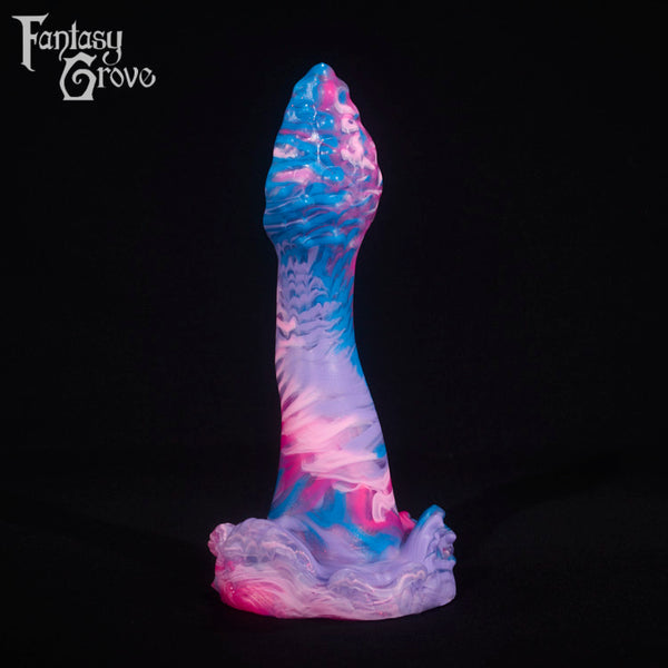 A fantasy sex toy on a black background with the Fantasy Grove logo in the upper left corner