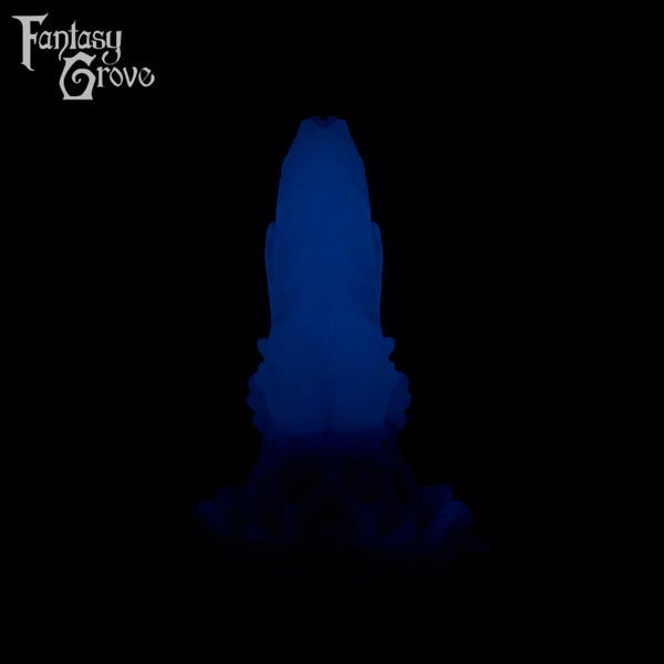 A Fantasy Grove sex toy on a black background with a logo in the upper left corner