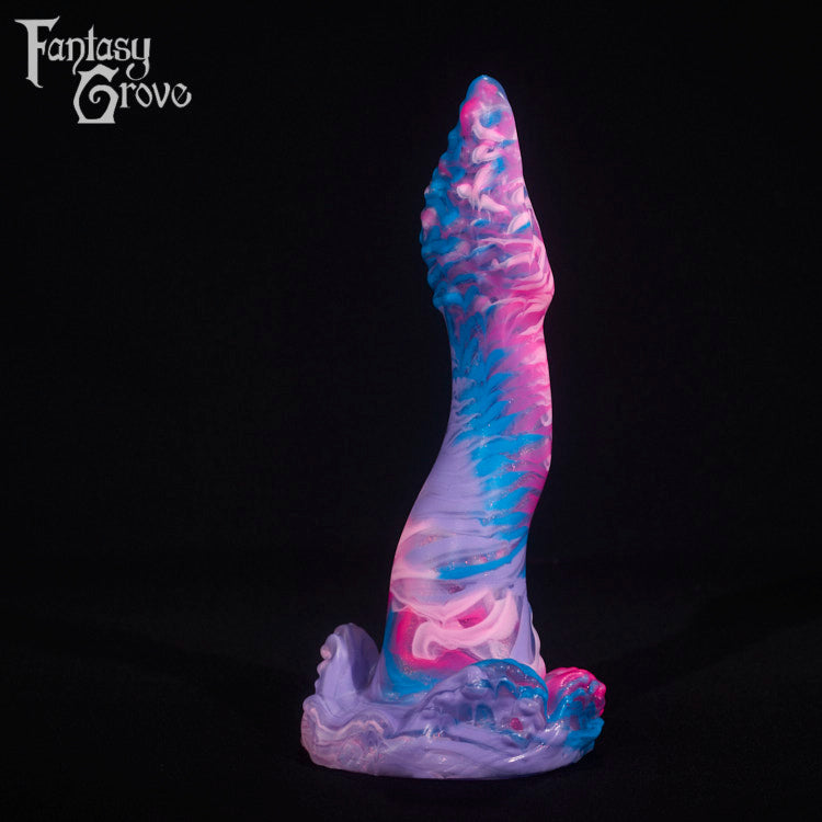 A fantasy sex toy on a black background with the Fantasy Grove logo in the upper left corner