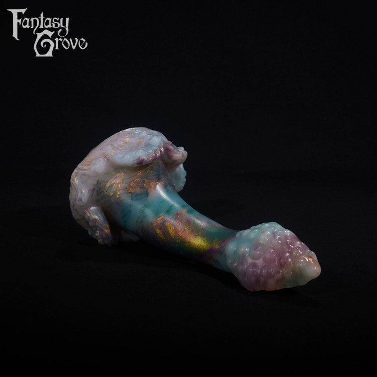 A fantasy sex toy on a black background with the Fantasy Grove logo in the upper left corner