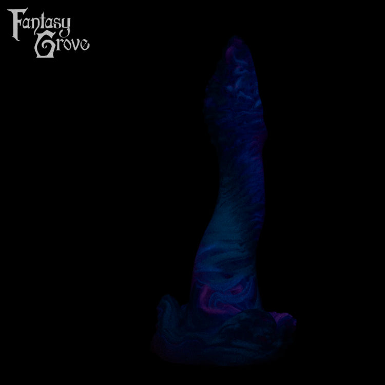 A fantasy sex toy on a black background with the Fantasy Grove logo in the upper left corner