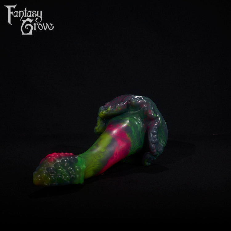A fantasy sex toy on a black background with the Fantasy Grove logo in the upper left corner