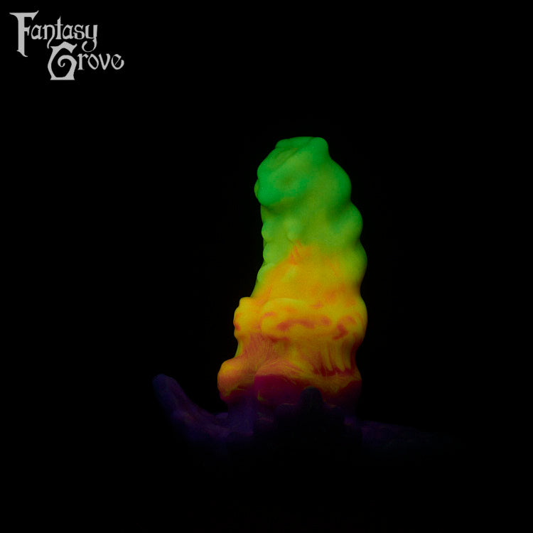 A fantasy sex toy on a black background with the Fantasy Grove logo in the upper left corner 