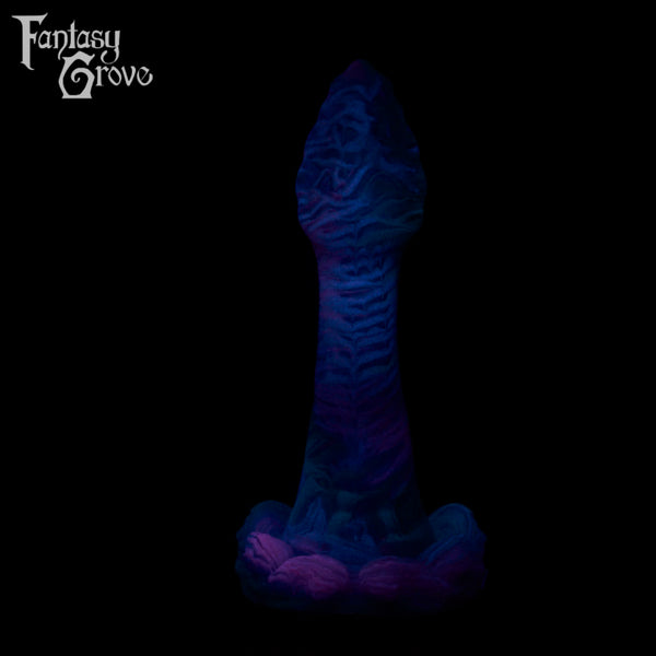 A fantasy sex toy on a black background with the Fantasy Grove logo in the upper left corner