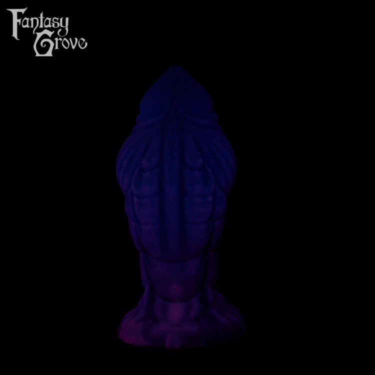A Fantasy Grove sex toy on a black background with a logo in the upper left corner