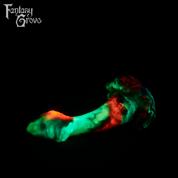 A fantasy sex toy on a black background with the Fantasy Grove logo in the upper left corner
