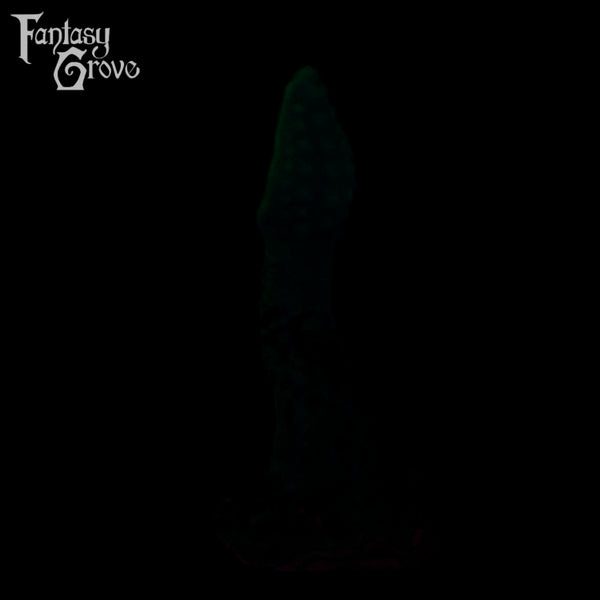 A fantasy sex toy on a black background with the Fantasy Grove logo in the upper left corner