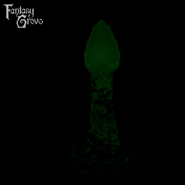 A fantasy sex toy on a black background with the Fantasy Grove logo in the upper left corner