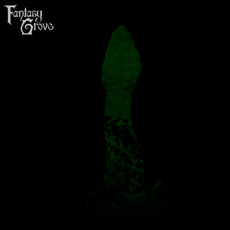 A fantasy sex toy on a black background with the Fantasy Grove logo in the upper left corner