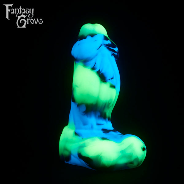 A fantasy sex toy on a black background with the Fantasy Grove logo in the upper left corner