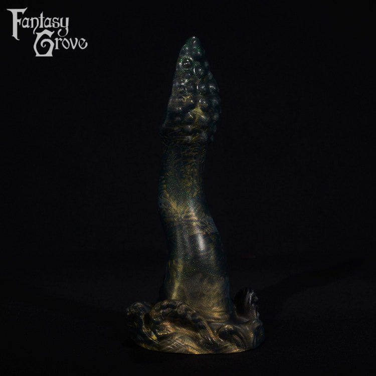 A fantasy sex toy on a black background with the Fantasy Grove logo in the upper left corner