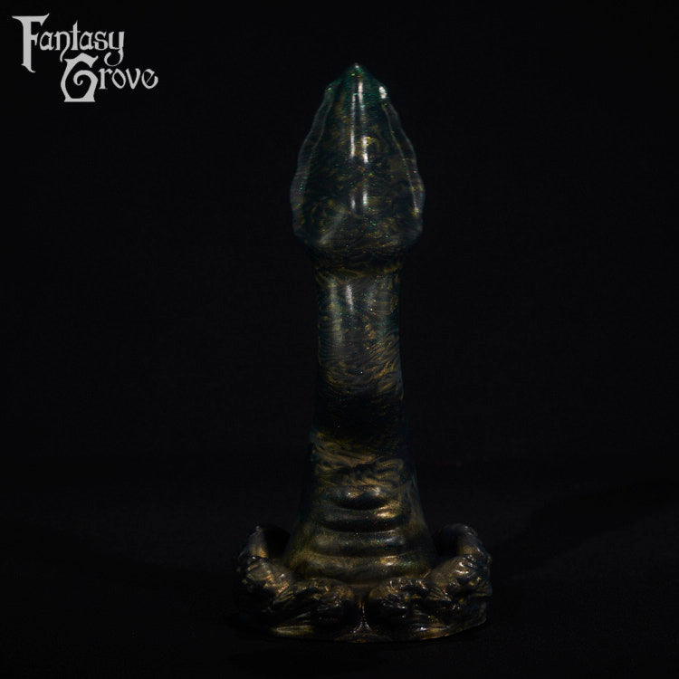 A fantasy sex toy on a black background with the Fantasy Grove logo in the upper left corner