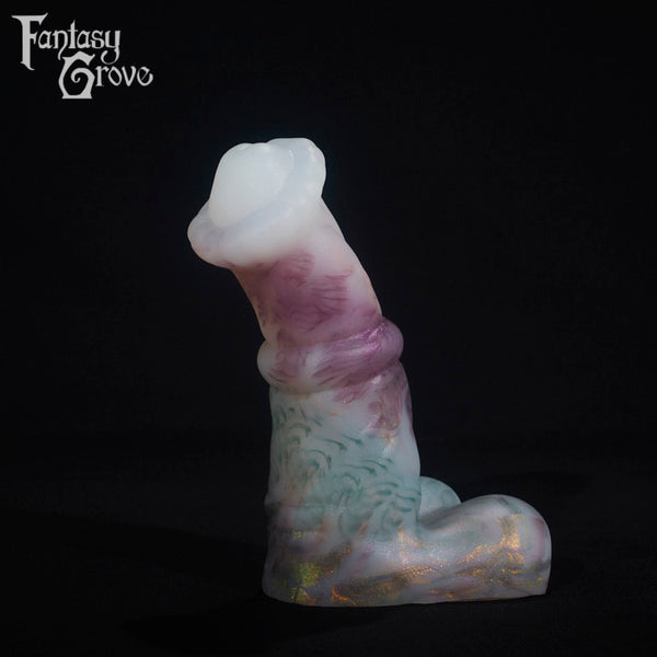 A fantasy sex toy on a black background with the Fantasy Grove logo in the upper left corner