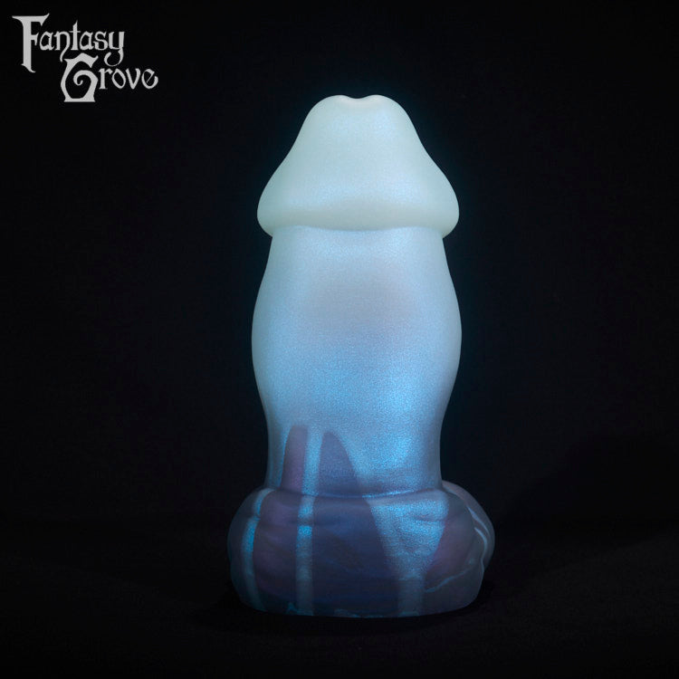 A fantasy sex toy on a black background with the Fantasy Grove logo in the upper left corner