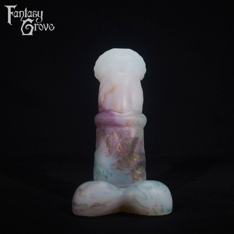A fantasy sex toy on a black background with the Fantasy Grove logo in the upper left corner