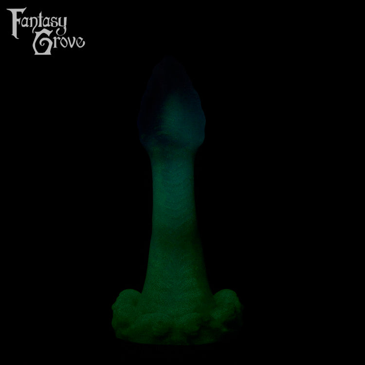 A fantasy sex toy on a black background with the Fantasy Grove logo in the upper left corner 