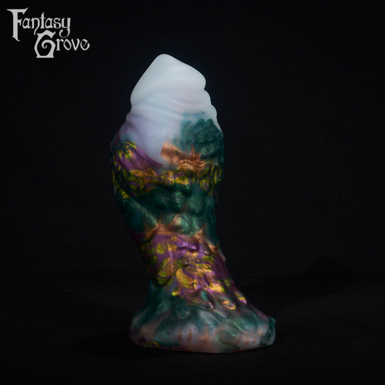 A fantasy sex toy on a black background with the Fantasy Grove logo in the upper left corner
