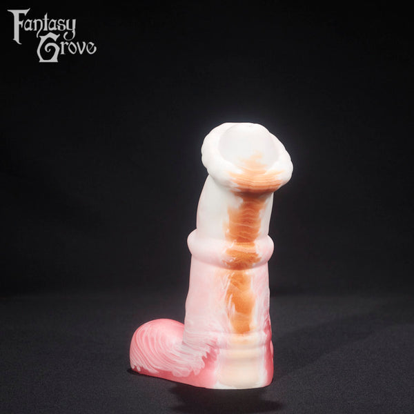 A fantasy sex toy on a black background with the Fantasy Grove logo in the upper left corner 