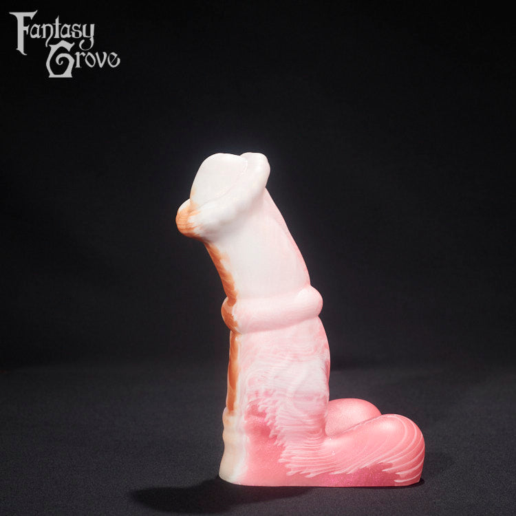 A fantasy sex toy on a black background with the Fantasy Grove logo in the upper left corner 