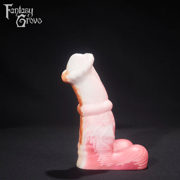 A fantasy sex toy on a black background with the Fantasy Grove logo in the upper left corner 