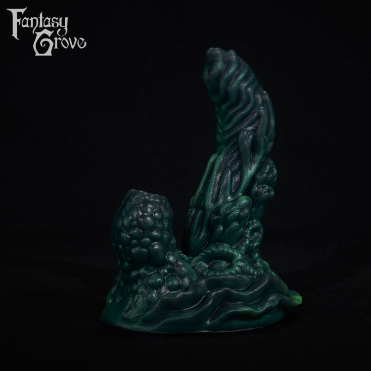 A fantasy sex toy on a black background with the Fantasy Grove logo in the upper left corner