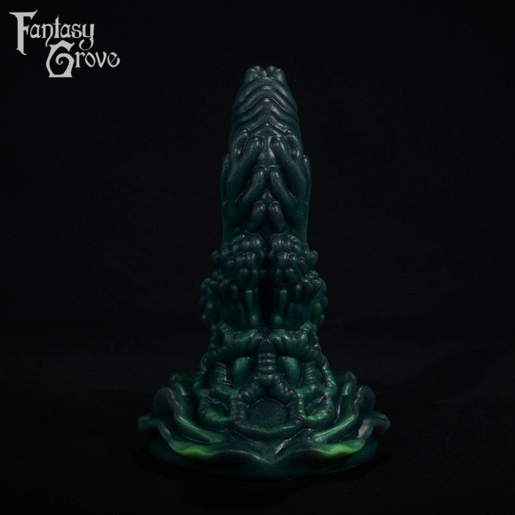 A fantasy sex toy on a black background with the Fantasy Grove logo in the upper left corner