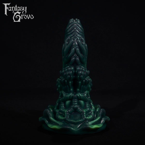 A fantasy sex toy on a black background with the Fantasy Grove logo in the upper left corner