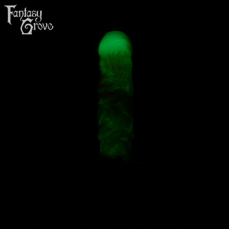 A Fantasy Grove sex toy on a black background with a logo in the upper left corner