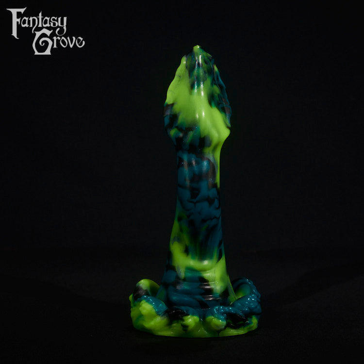 A fantasy sex toy on a black background with the Fantasy Grove logo in the upper left corner