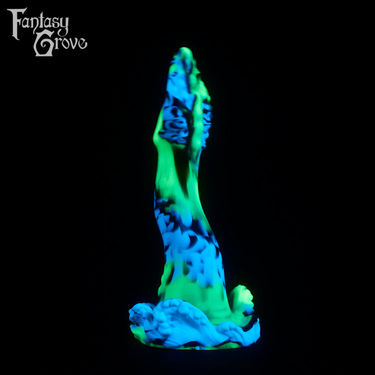 A fantasy sex toy on a black background with the Fantasy Grove logo in the upper left corner