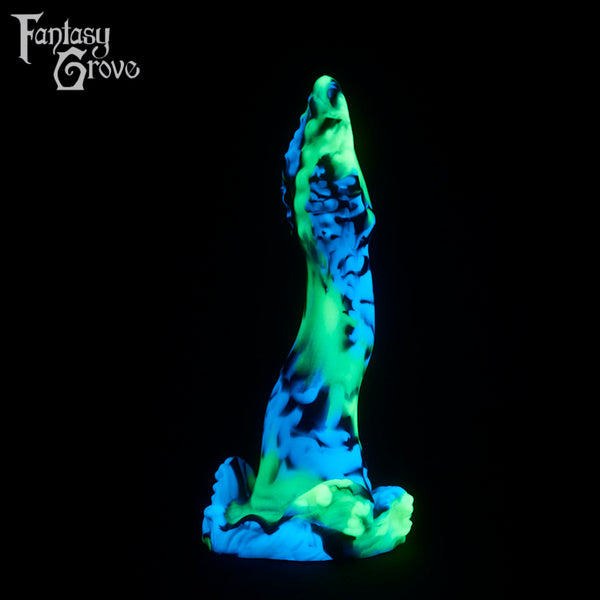 A fantasy sex toy on a black background with the Fantasy Grove logo in the upper left corner