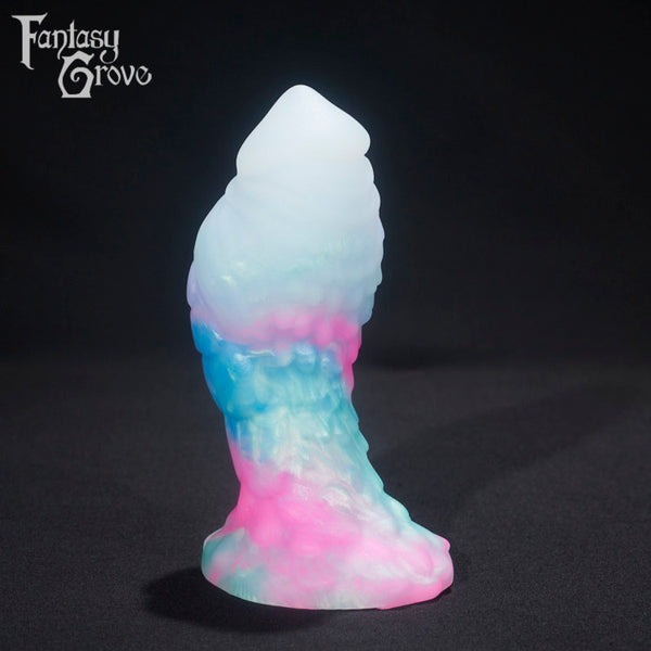 A fantasy sex toy on a black background with the Fantasy Grove logo in the upper left corner 