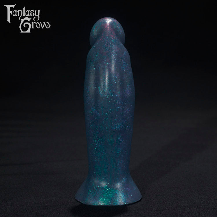 A Fantasy Grove sex toy on a black background with a logo in the upper left corner