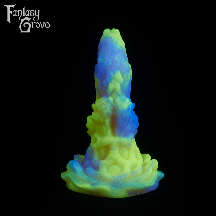 A fantasy sex toy on a black background with the Fantasy Grove logo in the upper left corner