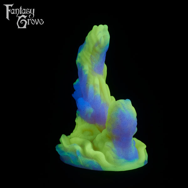 A fantasy sex toy on a black background with the Fantasy Grove logo in the upper left corner