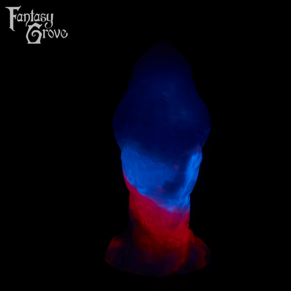 A fantasy sex toy on a black background with the Fantasy Grove logo in the upper left corner 