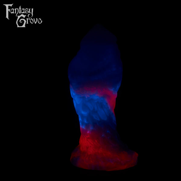 A fantasy sex toy on a black background with the Fantasy Grove logo in the upper left corner 