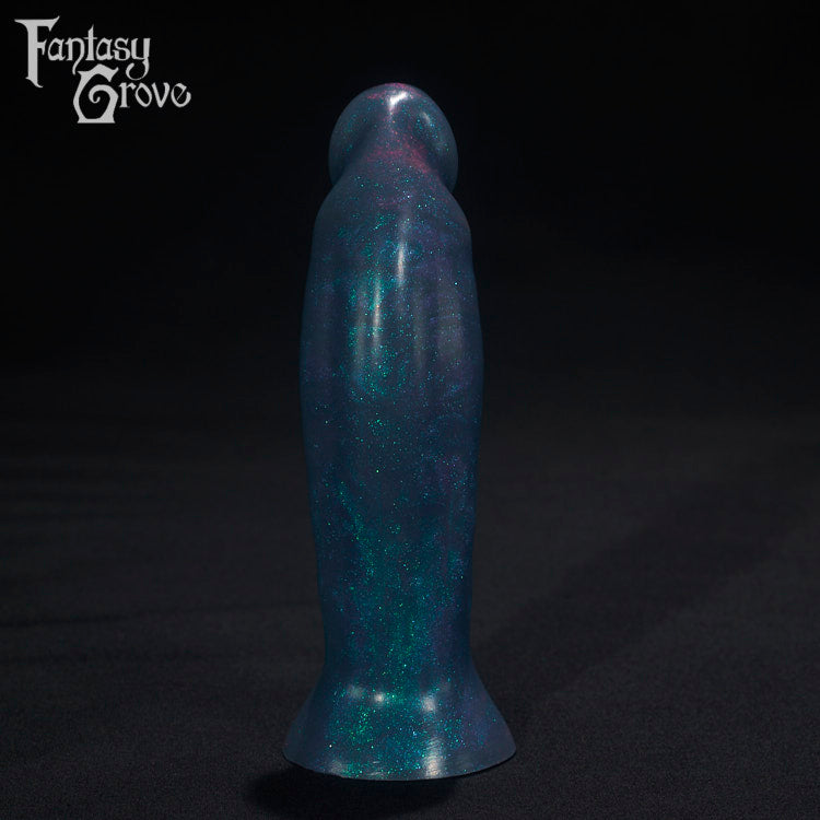 A Fantasy Grove sex toy on a black background with a logo in the upper left corner