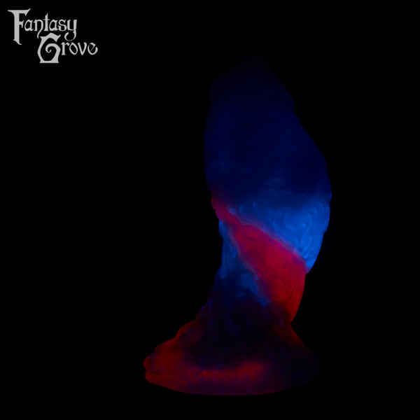 A fantasy sex toy on a black background with the Fantasy Grove logo in the upper left corner 