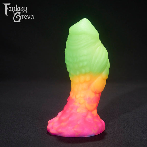 A fantasy sex toy on a black background with the Fantasy Grove logo in the upper left corner 