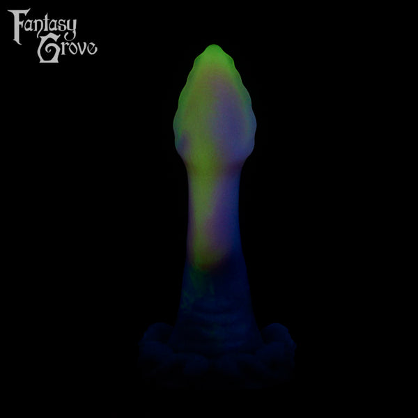 A fantasy sex toy on a black background with the Fantasy Grove logo in the upper left corner
